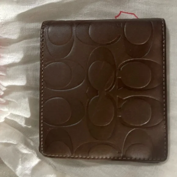Coach Dark Brown Embossed Leather Wallet